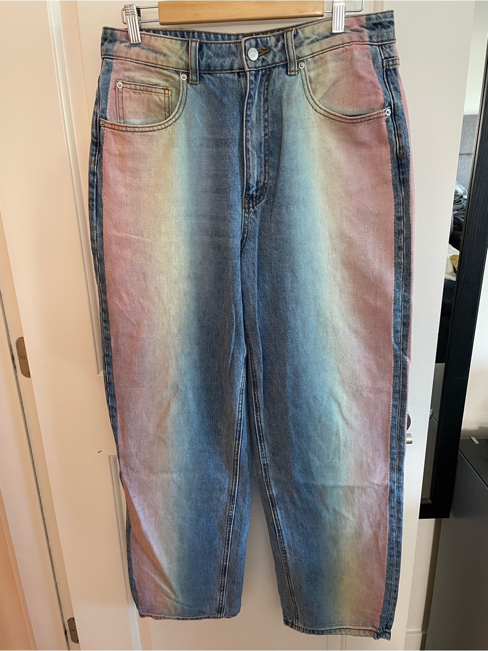BDG Rainbow Wash Relaxed Jeans - Blue with Pastel Accents